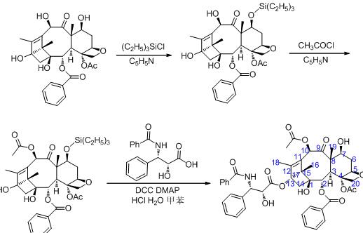 紫杉醇的半合成路线图示